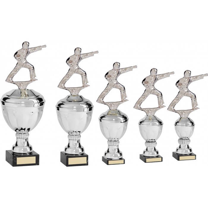 PUNCH STANCE METAL TAEKWONDO TROPHY  - AVAILABLE IN 5 SIZES